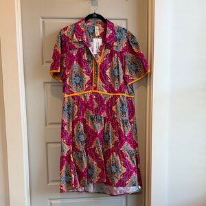 Uncle Frank Vibrant Dress in Pink, Yellow and Teal